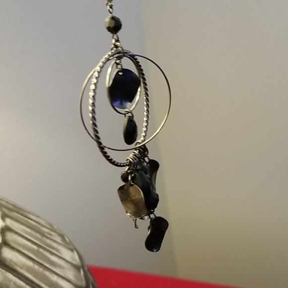 Faux Black Onyx Hoop Earrings - Picture 7 of 8